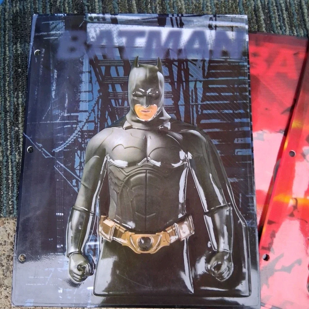 DC Comics BATMAN BEGINS 3D Folder Lot Of 4 Dimensional Plastic Vintage Y2K HTF